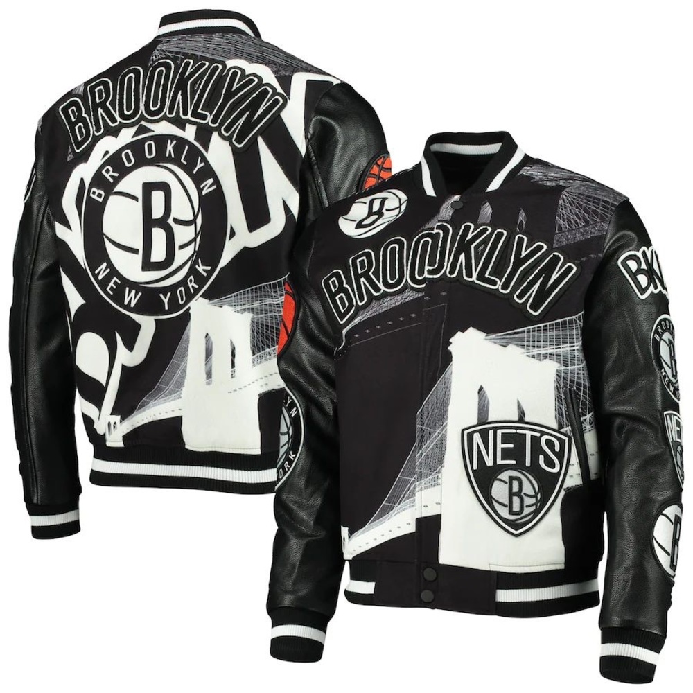 Men's Brooklyn Nets Pro Standard Black Varsity Jacket **gently used**